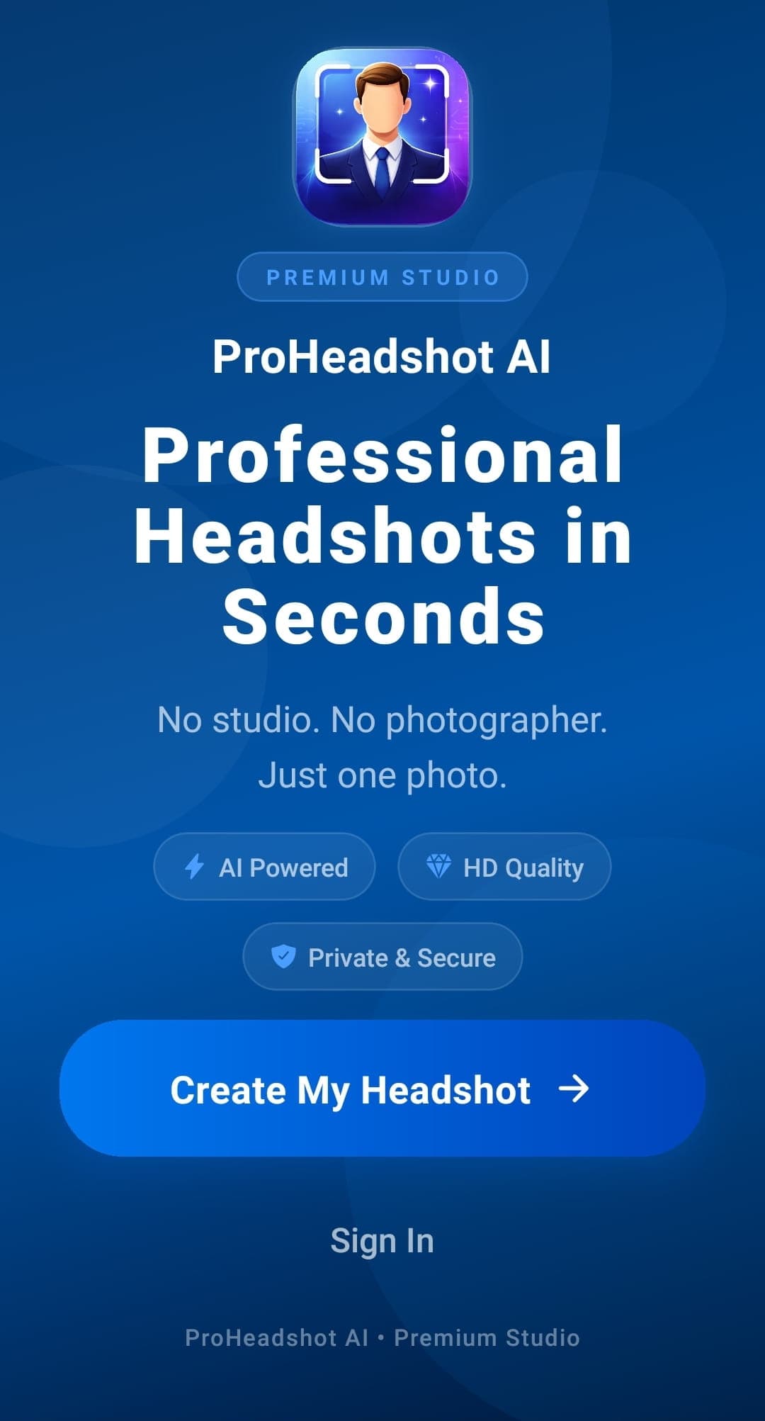 ProHeadshot AI screen